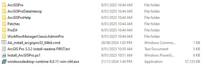 Screen shot of contents of the ArcGIS Pro 3.4.0 install image